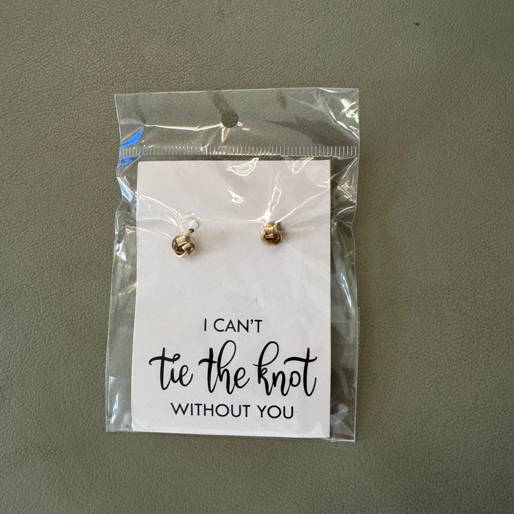 Gold Knot Stud Earrings, NWT